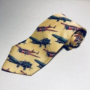 PAUL FREDRICK Air Planes Design 100% Silk Neck Tie